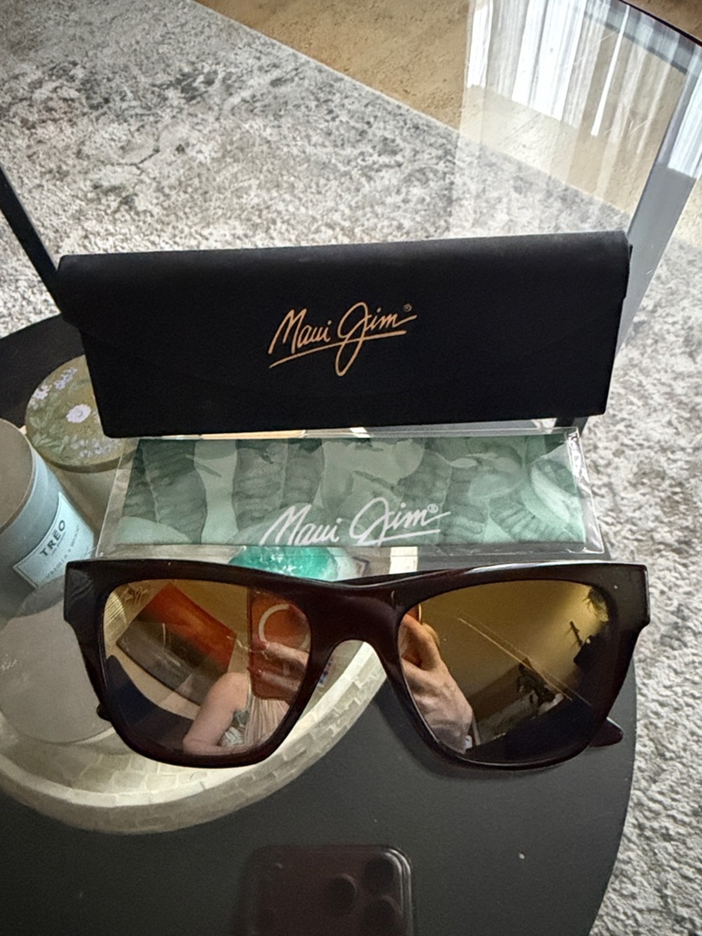 Maui Jim Dark Brown Frame Sunglasses with Amber Lenses